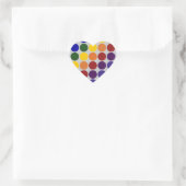 Rainbow Polka Dots on Gray Herz-Aufkleber (Tasche)