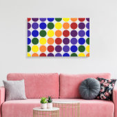 Rainbow Polka Dots on Gray Leinwanddruck (Insitu (Wohnzimmer))