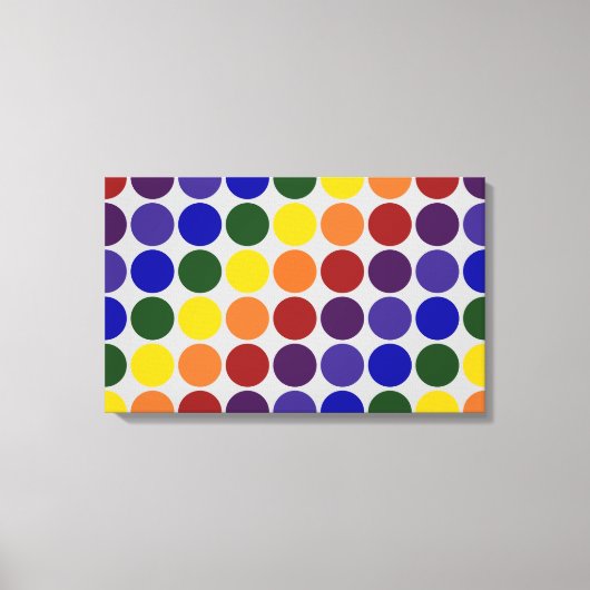 Rainbow Polka Dots on Gray Leinwanddruck (Vorderseite)