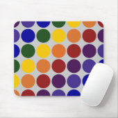 Rainbow Polka Dots on Gray Mouse Pad Mousepad (Mit Mouse)