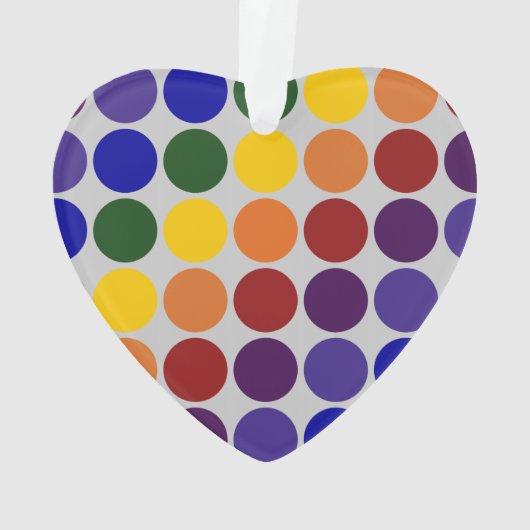 Rainbow Polka Dots on Gray Ornament (Rückseite)