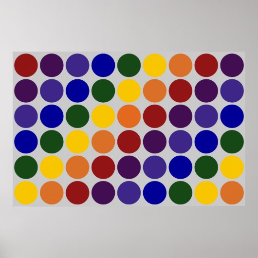 Rainbow Polka Dots on Gray Poster (Vorne)