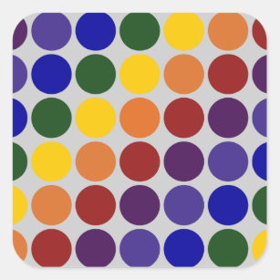Rainbow Polka Dots on Gray Quadratischer Aufkleber