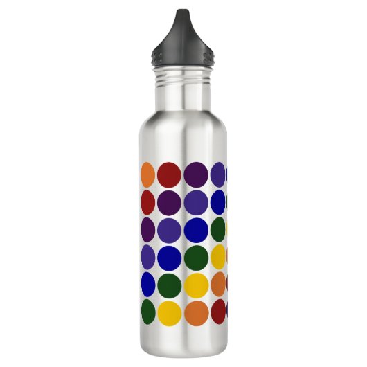 Rainbow Polka Dots on Gray Trinkflasche (Links)