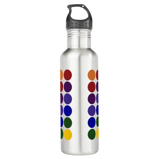 Rainbow Polka Dots on Gray Trinkflasche (Rückseite)
