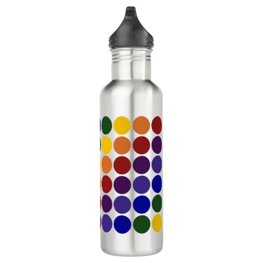 Rainbow Polka Dots on Gray Trinkflasche (Rechts)