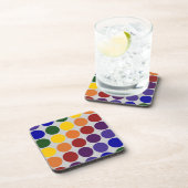 Rainbow Polka Dots on Gray Untersetzer (Rechte Seite)