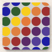 Rainbow Polka Dots on Gray Untersetzer (Vorderseite)