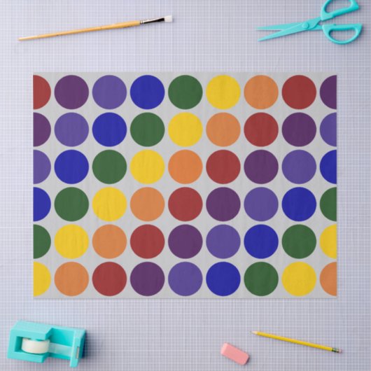 Rainbow Polka Dots on Grey Tissue Paper Seidenpapier (Basteln)
