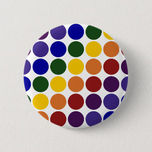 Rainbow Polka Dots on White Button