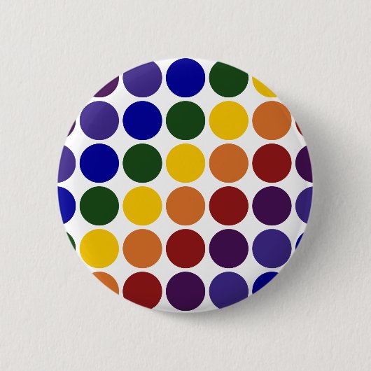 Rainbow Polka Dots on White Button (Vorderseite)