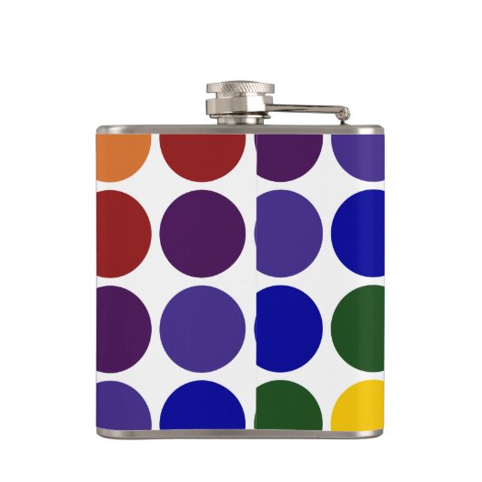 Rainbow Polka Dots on White Flachmann (Rückseite)