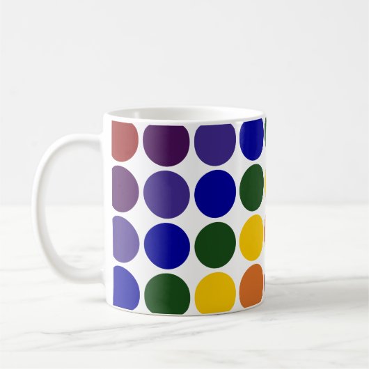 Rainbow Polka Dots on White Kaffeetasse (Links)