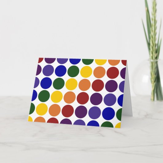 Rainbow Polka Dots on White Karte (Vorderseite)