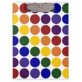 Rainbow Polka Dots on White Klemmbrett (Vorderseite)