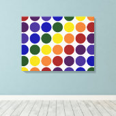 Rainbow Polka Dots on White Leinwanddruck (Insitu (Holzboden))