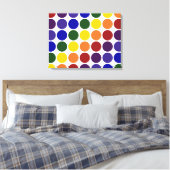 Rainbow Polka Dots on White Leinwanddruck (Insitu (Schlafzimmer))