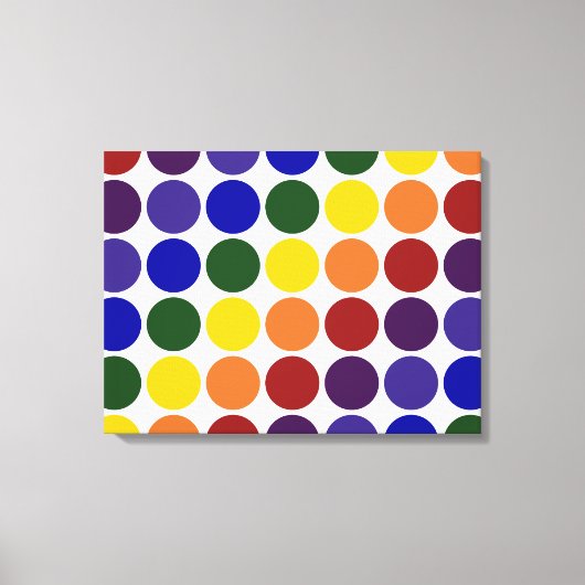 Rainbow Polka Dots on White Leinwanddruck (Vorderseite)