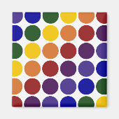 Rainbow Polka Dots on White Magnet (Vorne)
