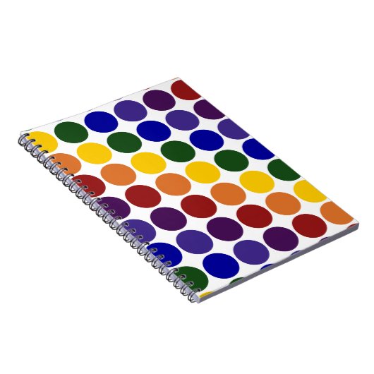 Rainbow Polka Dots on White Notizblock (Rechte Seite)
