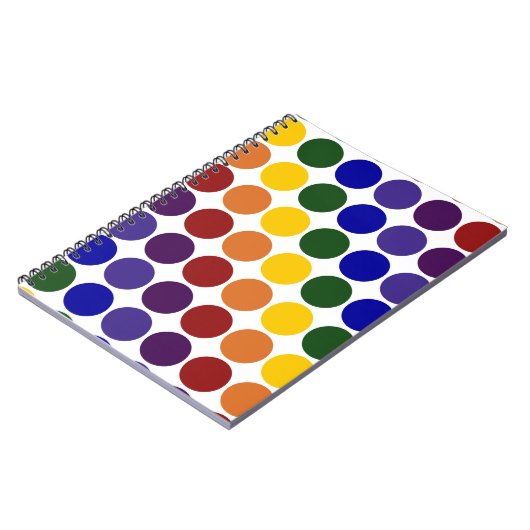Rainbow Polka Dots on White Notizblock (Linke Seite)