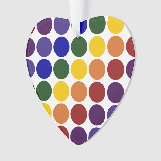 Rainbow Polka Dots on White Ornament (Vorderseite)