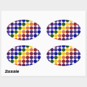 Rainbow Polka Dots on White Ovaler Aufkleber (Blatt)