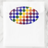 Rainbow Polka Dots on White Ovaler Aufkleber (Tasche)