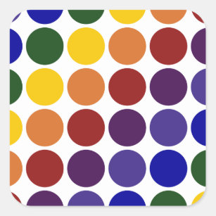 Rainbow Polka Dots on White Quadratischer Aufkleber