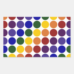 Rainbow Polka Dots on White Rechteckiger Aufkleber