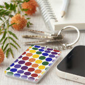 Rainbow Polka Dots on White Schlüsselanhänger (Vorderseite rechts)