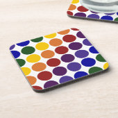 Rainbow Polka Dots on White Untersetzer (Linke Seite)