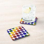 Rainbow Polka Dots on White Untersetzer (Rechte Seite)