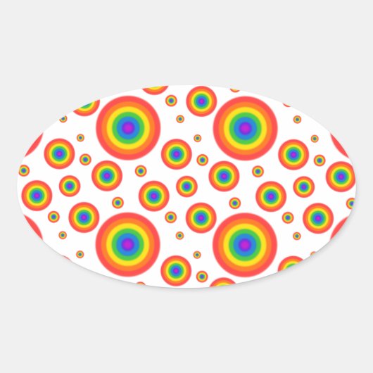 Rainbow Polka Dots Ovaler Aufkleber (Vorderseite)