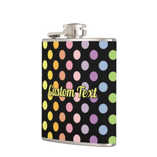 Rainbow Polka Dots Pattern Flachmann (Links)