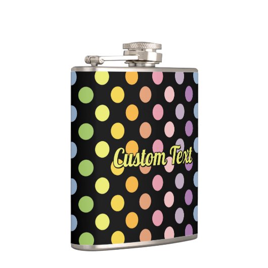 Rainbow Polka Dots Pattern Flachmann (Rechts)