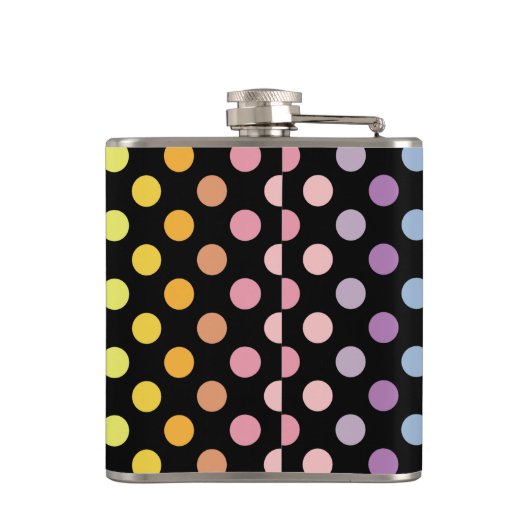 Rainbow Polka Dots Pattern Flachmann (Rückseite)