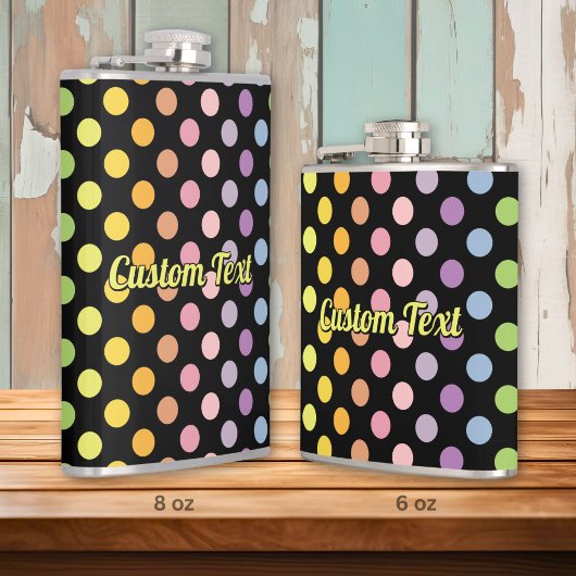 Rainbow Polka Dots Pattern Flachmann