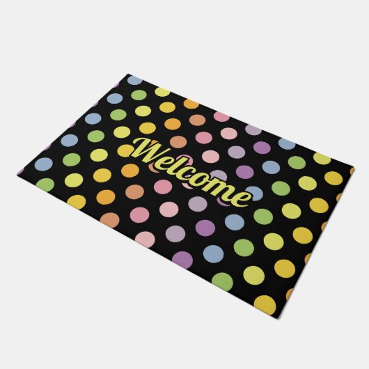 Rainbow Polka Dots Pattern Fußmatte (Schrägansicht)