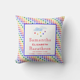 Rainbow Polka Dots Personalisiert Baby Birth Stat Kissen