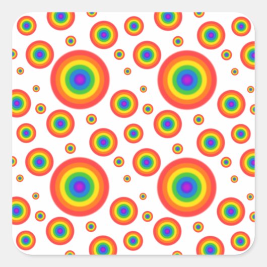 Rainbow Polka Dots Quadratischer Aufkleber (Vorderseite)