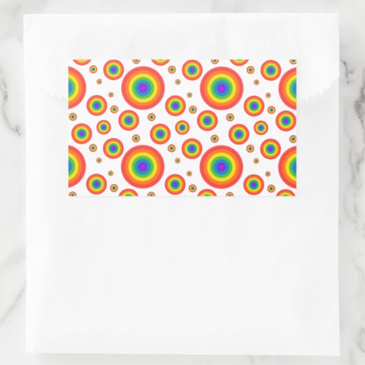 Rainbow Polka Dots Rechteckiger Aufkleber (Tasche)