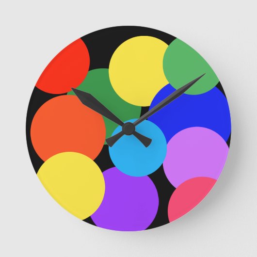 Rainbow Polka Dots Runde Wanduhr (Vorderseite)