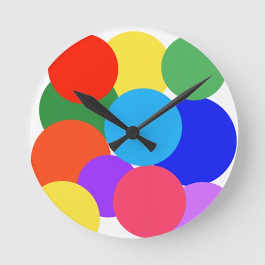 Rainbow Polka Dots Runde Wanduhr (Vorderseite)