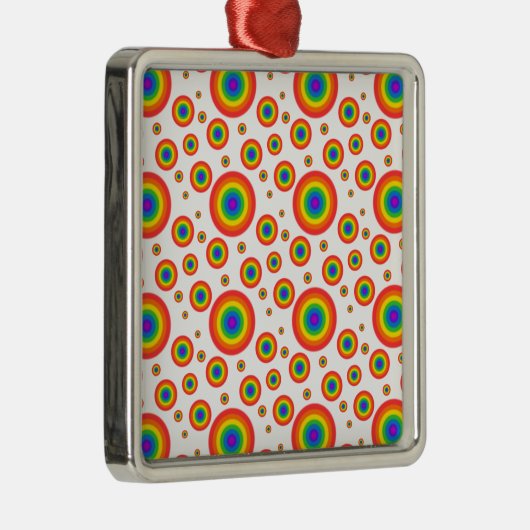 Rainbow Polka Dots Silbernes Ornament (Rechts)