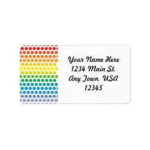 Rainbow Polka Dots White Adressaufkleber