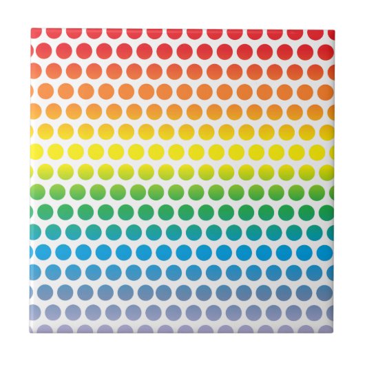 Rainbow Polka Dots White Fliese (Vorderseite)