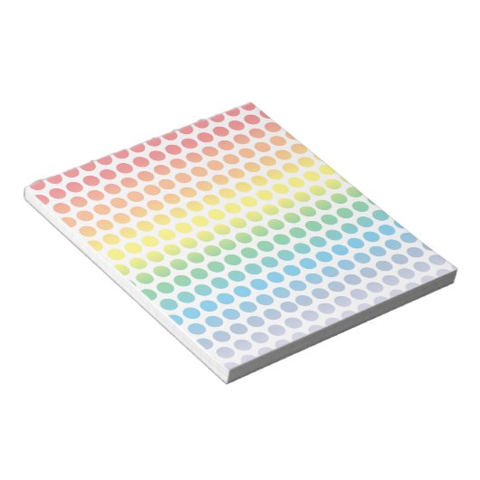 Rainbow Polka Dots White Notizblock (angewinkelt)
