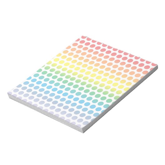 Rainbow Polka Dots White Notizblock (Rotiert)