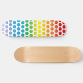 Rainbow Polka Dots White Skateboard (Horizontal)